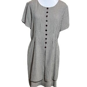 City Lights Vintage Gingham Dress Button Front Tie Waist Career Office Size‎ 12